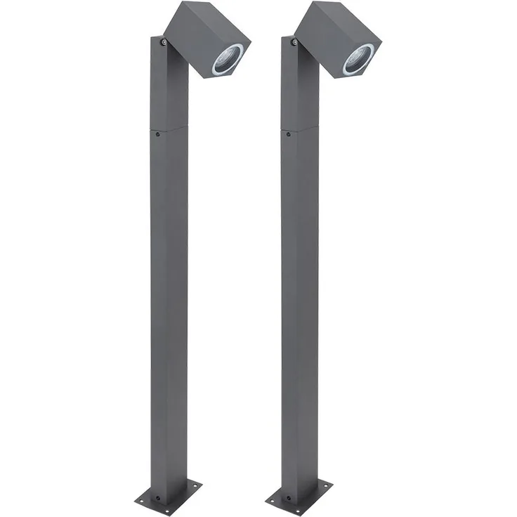 2x Stehleuchte, Alu schwarz Glas, Spot beweglich, H 80 cm