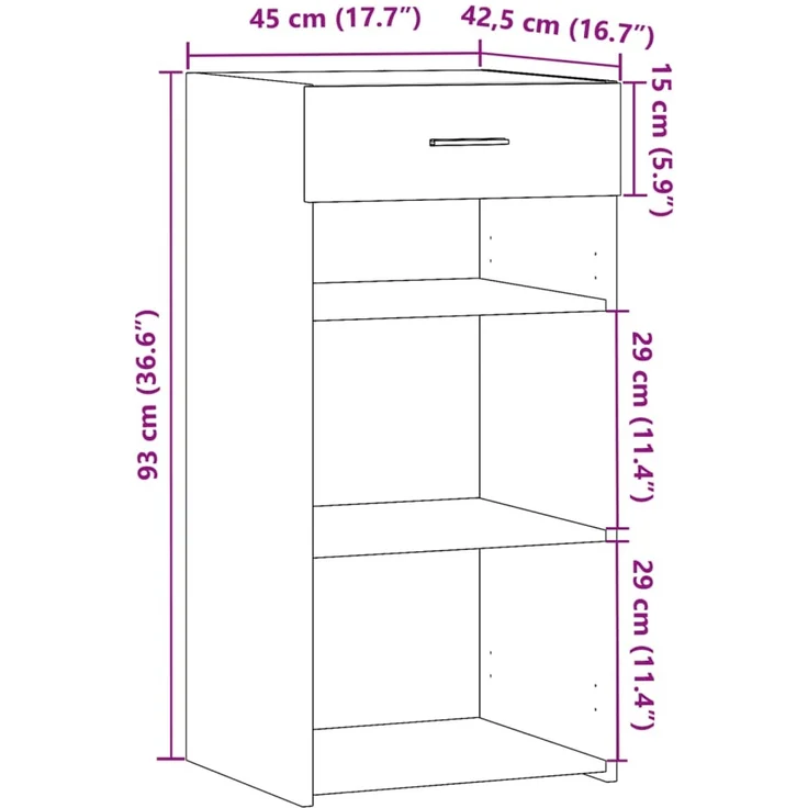 vidaXL Sideboard Grau Sonoma 45x42,5x93 cm Holzwerkstoff 846325 – Bild 10