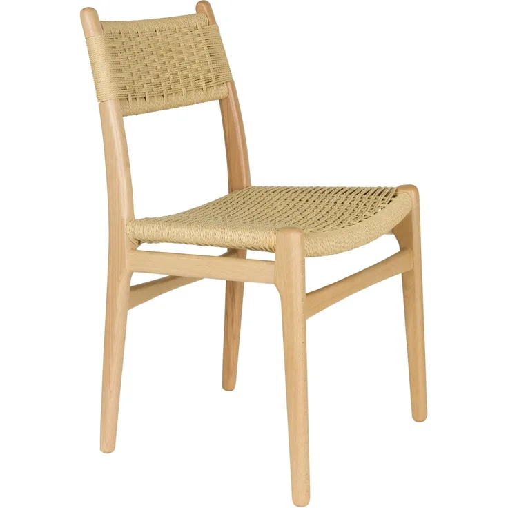 DutchBone Stuhl Cecile: Esszimmerstuhl aus Holz & Naturgeflecht Natur 50,5x47,5x81 cm