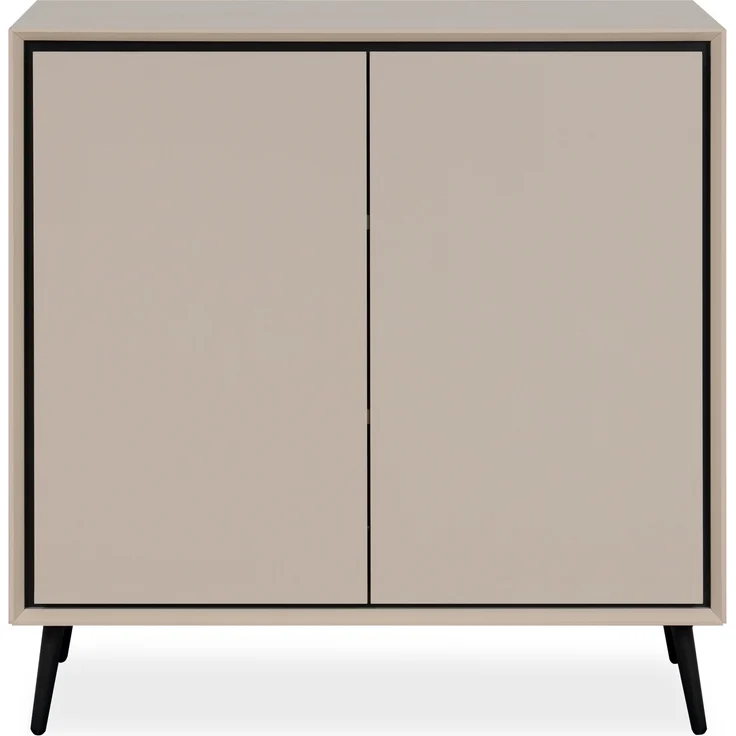 Kommode >Arona< 2 Türen, 2 Böden, in Sand / Schwarz - 90x90x38cm (BxHxT) – Bild 5