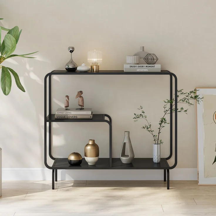 Konsolentisch Færder Metall 92 x 33 x 82 cm Schwarz [en. casa] – Bild 2