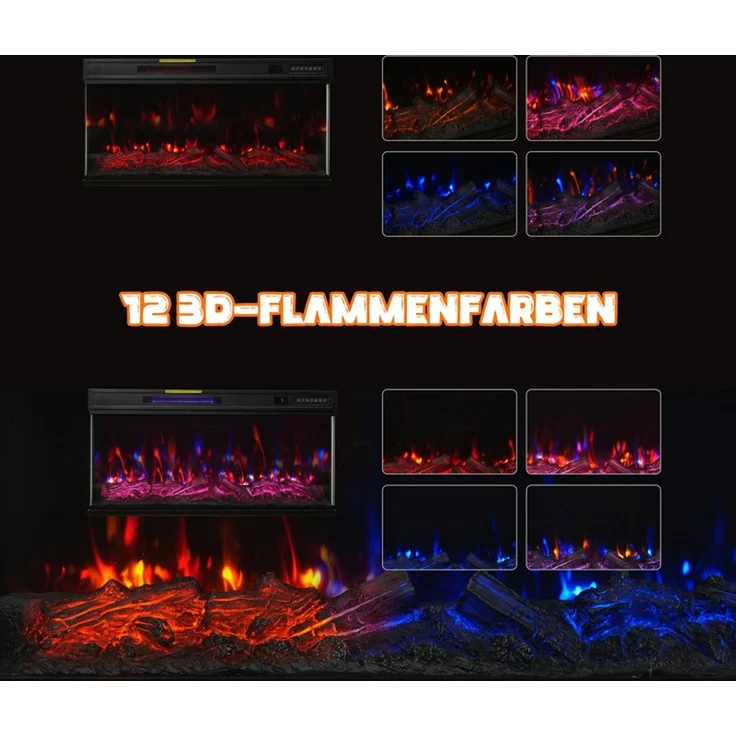 HOMAVO Elektrokamin mit 1000W/2000W Heizung, 12 3D-Flammenfarben, 36" - Stand, Einbaukamin / 50" - Wand, Einbaukamin, App-Steuerung(36") – Bild 4