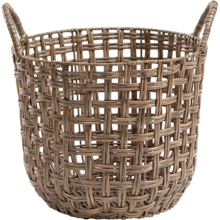 casa NOVA Aufbewahrungskorb LEDAS, Ø 26 cm, H 32 m, Braun, Kunststoffgeflecht (1 St) – Bild 2