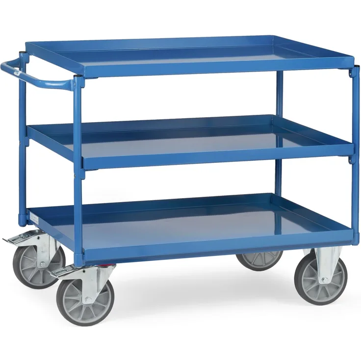 Fetra Tischwagen mit Stahlblechwannen 3 Etagen 850x500mm Ladefläche