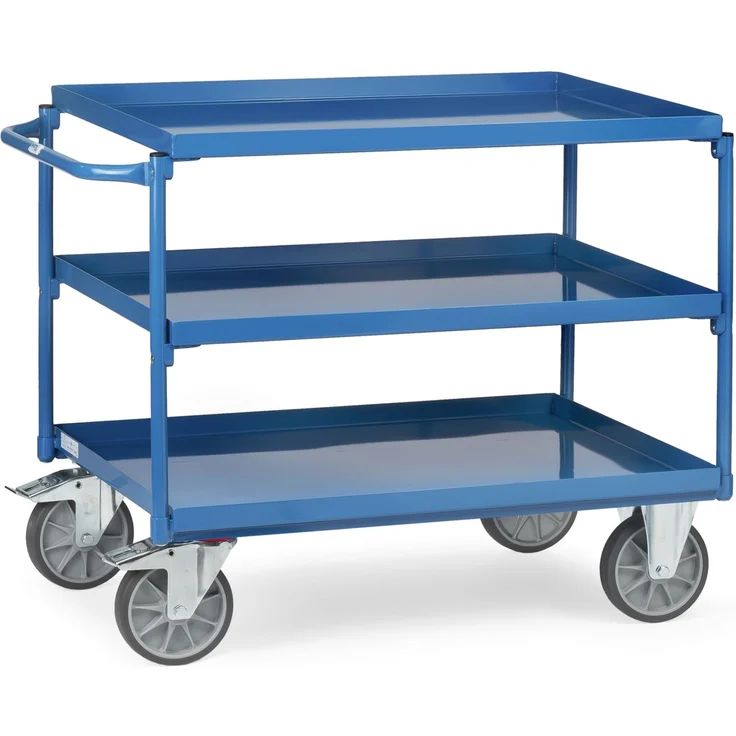 Fetra Tischwagen mit Stahlblechwannen 3 Etagen 850x500mm Ladefläche