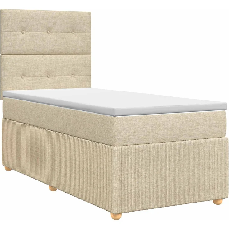 vidaXL Boxspringbett mit Matratze mit Kopfteil Creme 90 x 190 cm Stoff 3454289 – Bild 2