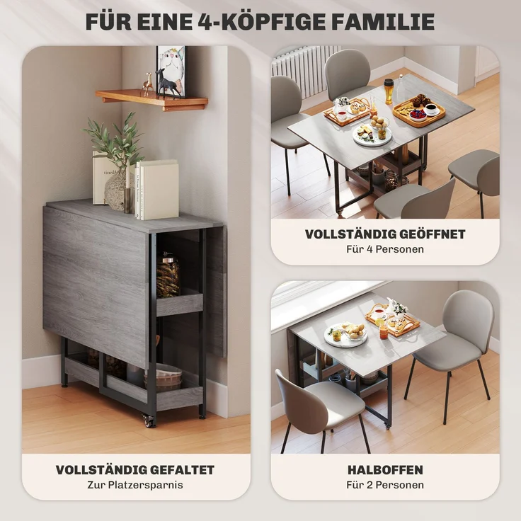 HOMCOM Esstisch, Spanplatte, Metall, Grau, 133,4L x 80B x 75H cm – Bild 4