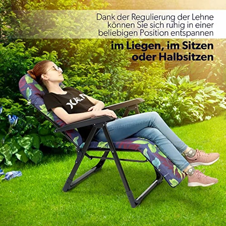 Kadax Gartenliege, Metall, Blau-Grün, verstellbare Lehne, 58x150 cm, für Garten und Terrasse – Bild 8