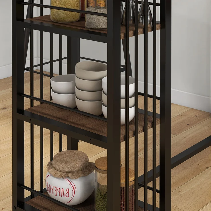 Bartisch Stehtisch Küchentresen, Industriedesign, 3 Regale, 120 x 40 x 105 cm; Schwarz + Braun--Braun--105x40x120cm--YOUDENOVA – Bild 10