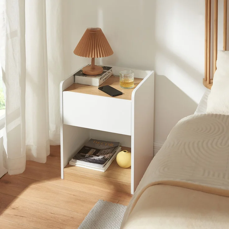 Nachttisch Kuorshare 55x42x37 cm Weiß/Eicheoptik [en. casa] – Bild 4