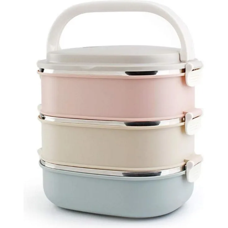 Edelstahl Thermobehälter Speisetransport 3 Etagen Lunchbox
