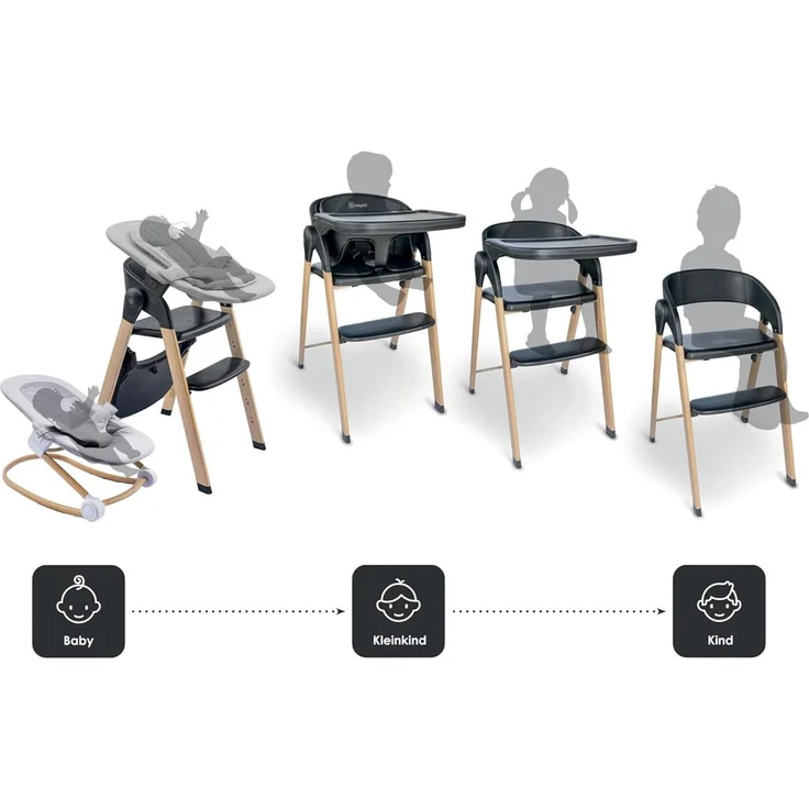 BabyGO Levels Hochstuhl-Set Kinderhochstuhl schwarz mit Bouncer – Bild 5