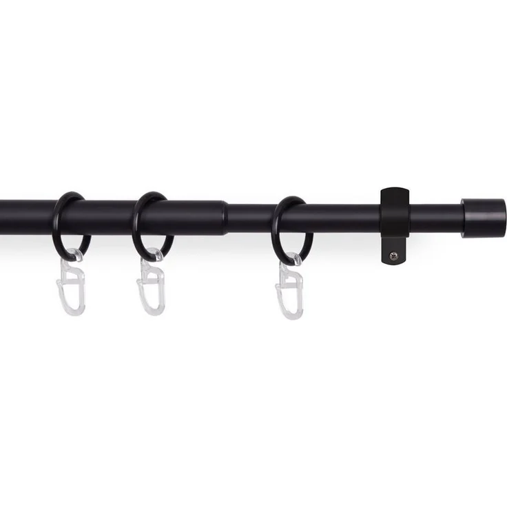 Bestlivings Gardinenstange Stilgarnitur, Ø 16 mm, ausziehbar, Wandträger, verschraubt, Metall, Vorhangstange 120-220cm inkl. Ringe mit Faltlegehaken – Bild 1