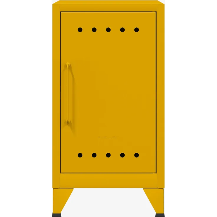 Bisley Fern Mini Ablageschrank, rechtsseitig öffnend, mit einem festen Fachboden, aus hochwertigem, nachhaltigem Stahl hergestellt, 16 mm große Design Lüftungslöcher auf allen Türen, moderner und industrieller Flair, mit integrierten Füßen, H 725 x B 3...