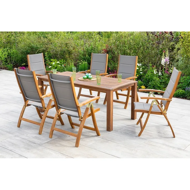MERXX Garten-Essgruppe Acapulco, (7-tlg), 6 Klappsessel mit Tisch