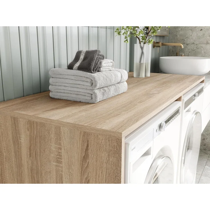 Platan Room Waschmaschinenumbauschrank DORA Waschmaschinenschrank 130 cm breit Überbauschrank Waschmaschine oder Wäschetrockner Schrank für Bad – Bild 5