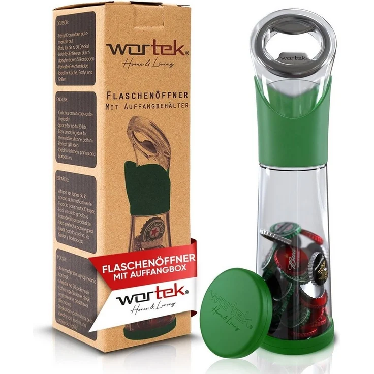 wortek Flaschenöffner Getränkeöffner mit Auffangbehälter Bieröffner (Set, 2-tlg), Geschenk für Männer und Bierliebhaber Biergeschenk – Bild 5