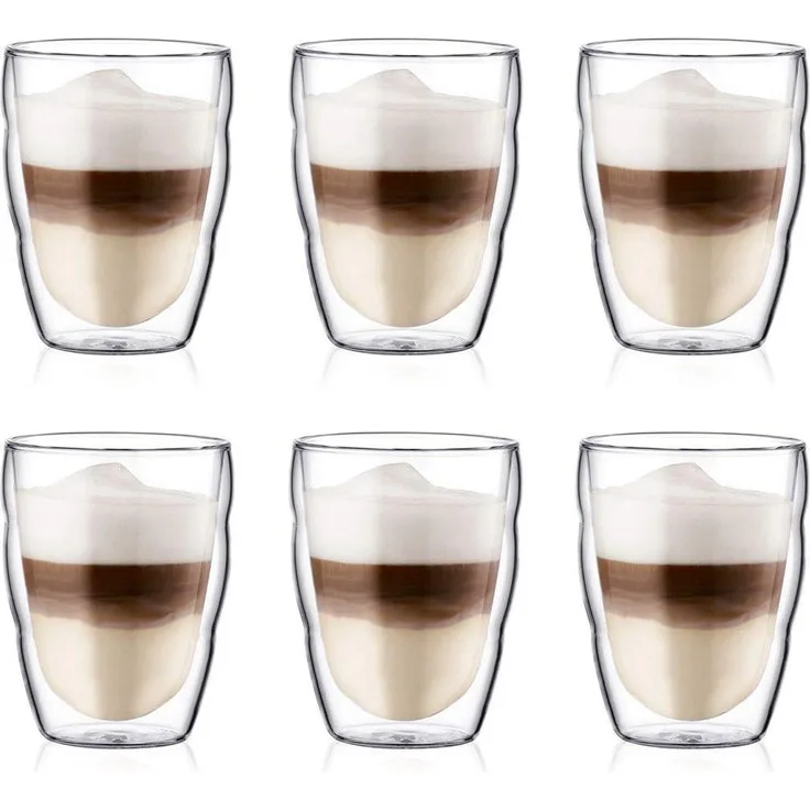 Bodum PILATUS 6 Stück Glas, doppelwandig, 0. 25 l transparent