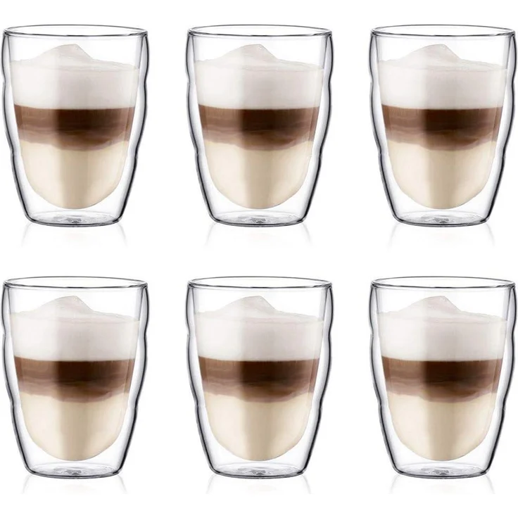 Bodum PILATUS 6 Stück Glas, doppelwandig, 0. 25 l transparent