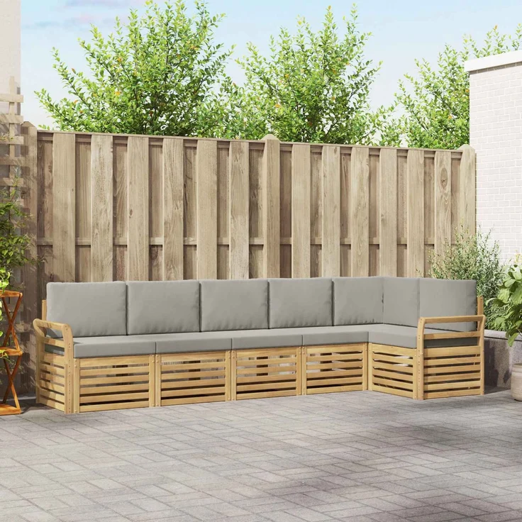 vidaXL Outdoor-Sofagarnitur 6 stk. 6-Sitzer Weiß und Hellgrau 3391916 – Bild 1