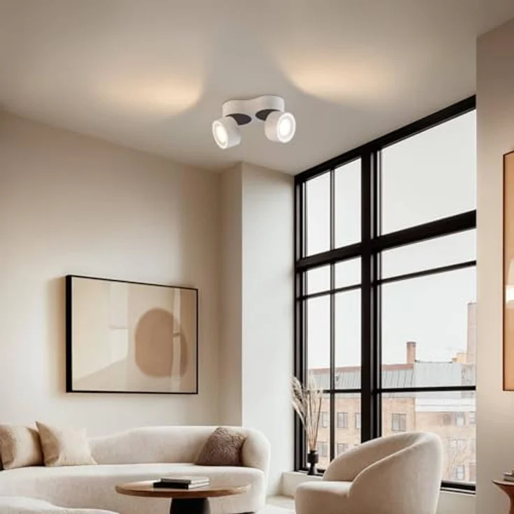 Arcchio LED Deckenlampe Rotari, 2-flammig in Weiß aus Aluminium, moderne Deckenleuchte für Wohnzimmer, Esszimmer, Flur und Küche – Bild 4