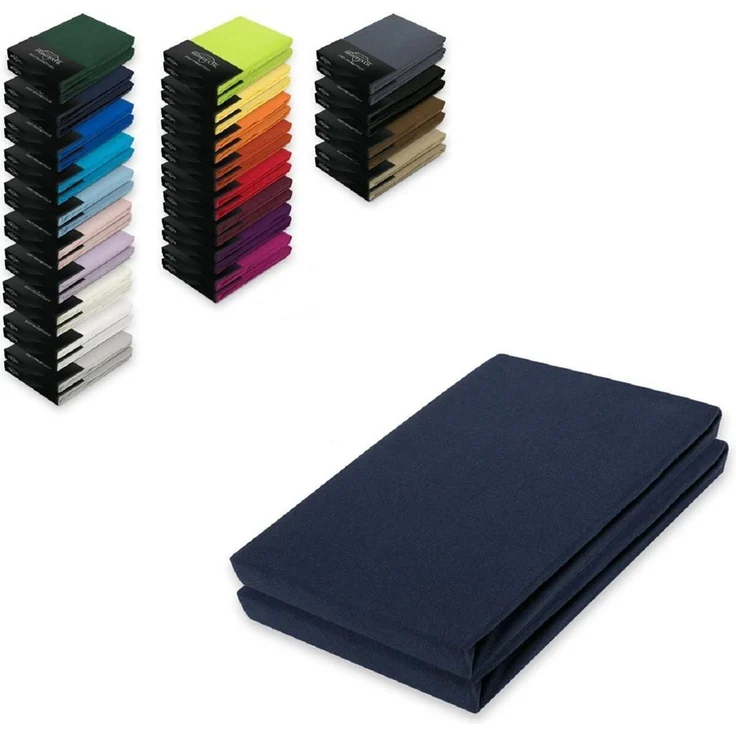 Doppelpack Jersey Spannbettlaken 200 x 220 cm Navyblau – Bild 1
