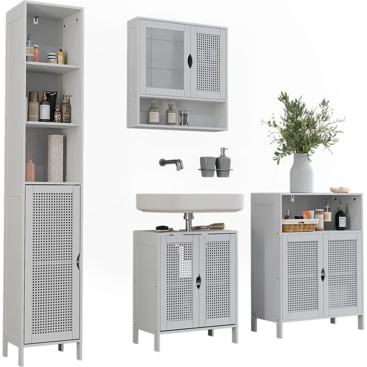 Badmöbel-Set Liora Weiß 4-teilig Vicco – Bild 5