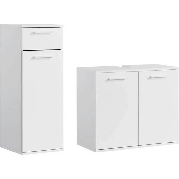 mokebo Badmöbel-Set Der Steuermann, (2-teilig), Made in Germany, Badezimmerschrank, Badschrank, Set in Weiß – Bild 1