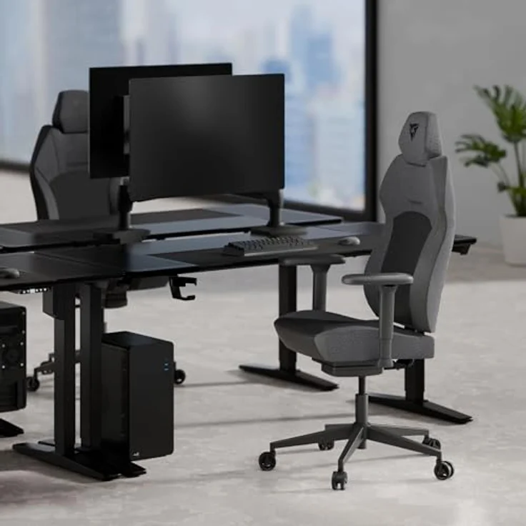 ThunderX3 SOLO 360, Ergonomischer Gaming-Stuhl mit Mesh-Bezug, 3D Armlehnen und synchronem Wippmechanismus, schwarz – Bild 3