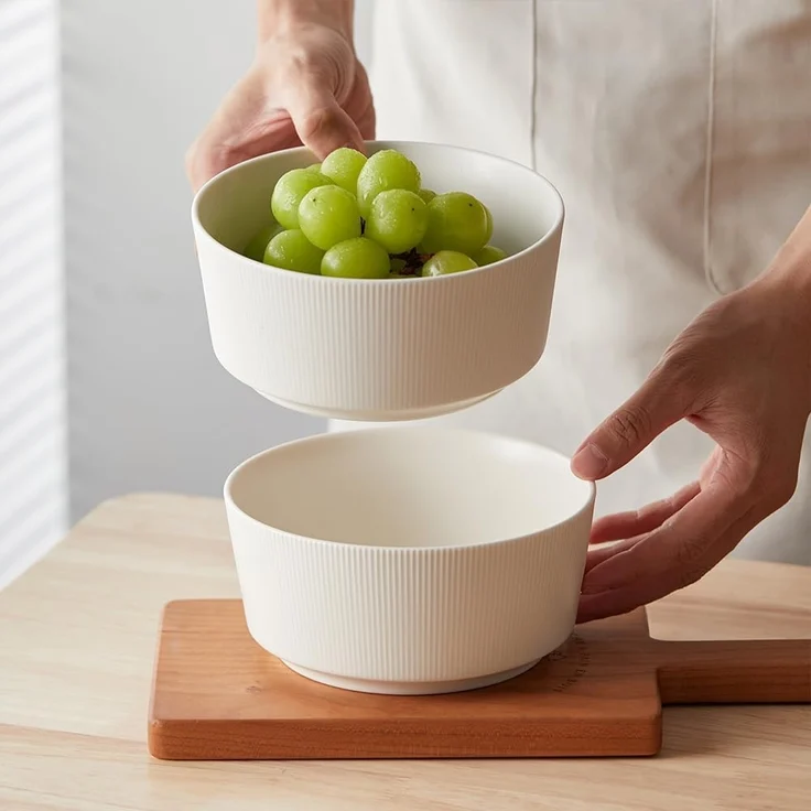 JIWOO Schüssel 4er Ø15.2cm, Müslischüssel Suppenschüssel Salatschüssel Dessertschale, Keramik, (Schüsselset, 4-tlg), Hochwertiges Schüsseln Weiß Mikrowellen spülmaschinenfest Ø15,2cm – Bild 7