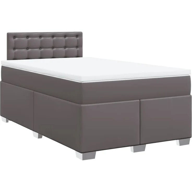 vidaXL Boxspringbett mit Matratze Grau 120x200 cm Kunstleder 3288418 – Bild 3