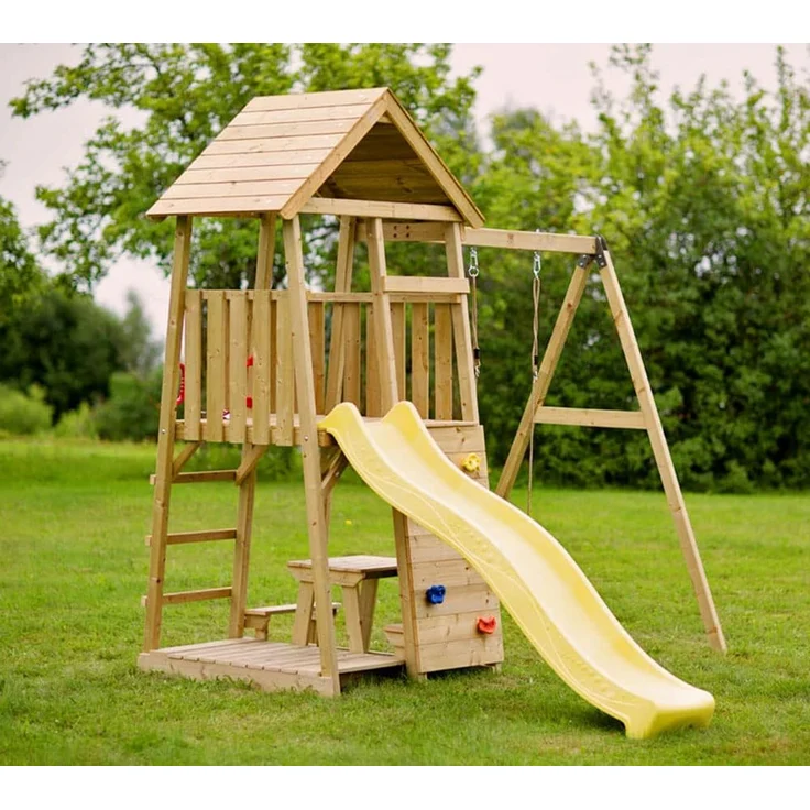Wendi Toys Holz 'Pelikan', inkl. Picknicktisch, Schaukel und Rutsche, Natur, 280 x 270 x 270 cm, max. Belastbarkeit 50 kg – Bild 9