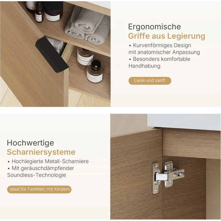 EMKE Badmöbel-Set mit Waschbecken 41.7×24×64.6cm Sonoma-Eiche – Bild 2