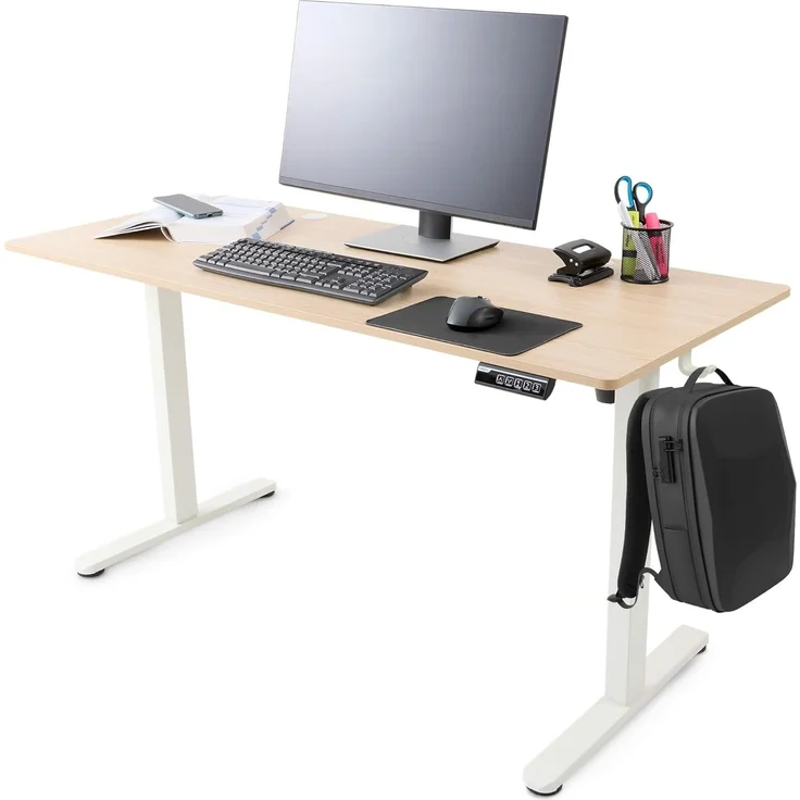 Arebos Schreibtisch Computer-Bürotisch 120 x 60 cm, elektrisch Memory-Funktion, 72-118 cm höhenverstellbar, Hebekapazität: 50 kg – Bild 1