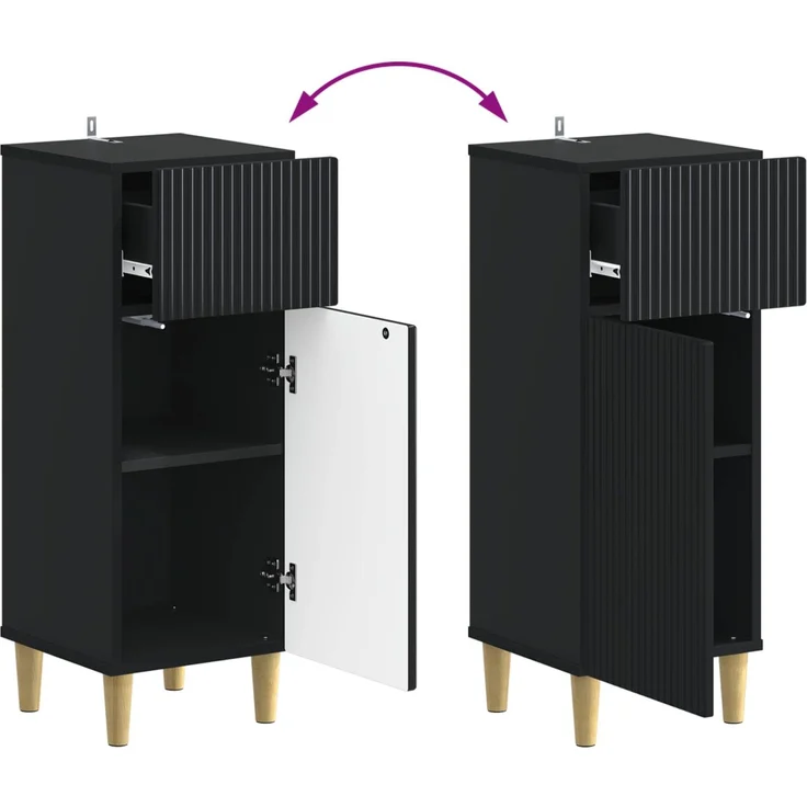 vidaXL 3-teiliges Badezimmer-Schranksystem ARNHEM 3 stk. Schwarz 3418009 – Bild 7