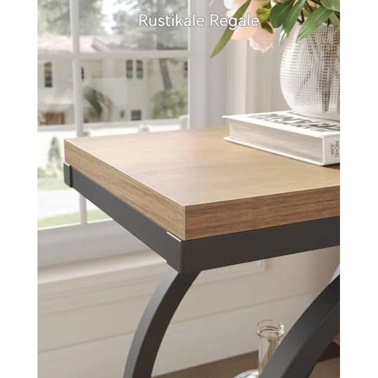 Beistelltisch, schmaler Beistelltisch mit 4 Ebenen großem Stauraum, moderner Nachttisch für Wohnzimmer, Homeoffice, Schlafzimmer, Natur – Bild 10