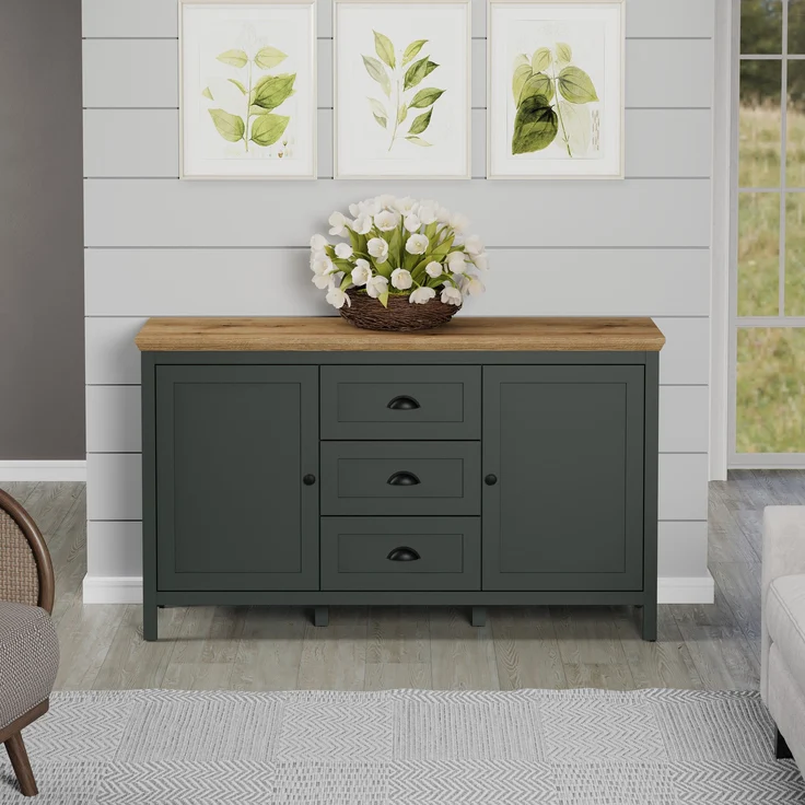 Kommode >Stanton< in Tannengrün / Eiche - 146x86x45cm (BxHxT) – Bild 2