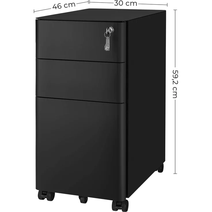 Songmics Rollcontainer abschließbar, Metall Schwarz, 46 x 30 x 59,2 cm – Bild 5
