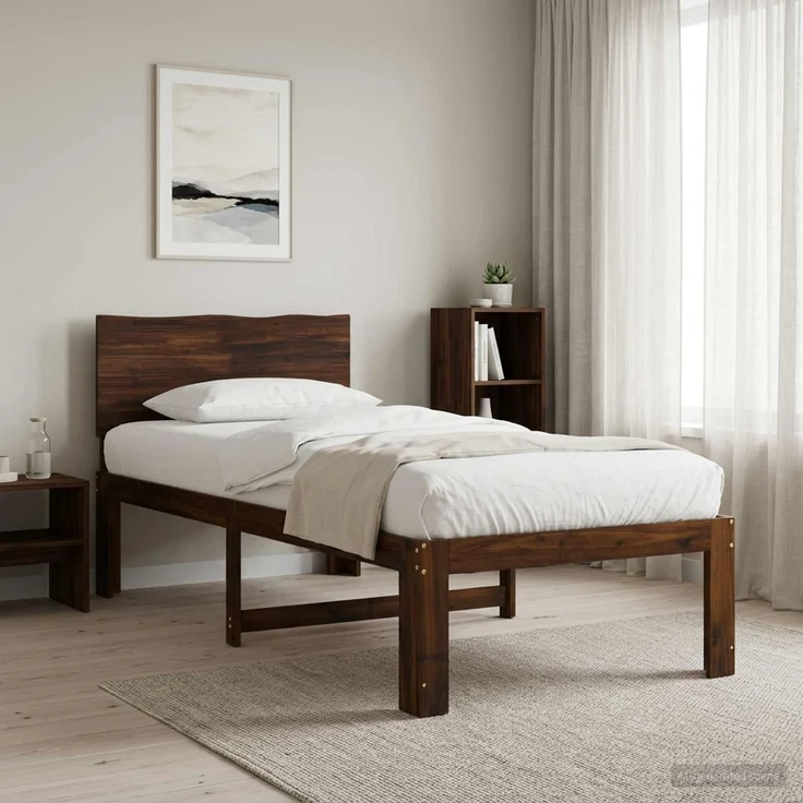 vidaXL Einzelbettgestell mit Kopfteil ROSTOCK Dunkelbraun 90 x 190 cm 903398 – Bild 1