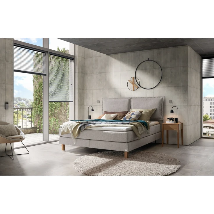 Bonita Boxspringbett grau Eiche MassivholzPolyester/Polyamid/Viskose 203cm x 172cm x 128cm – Bild 2