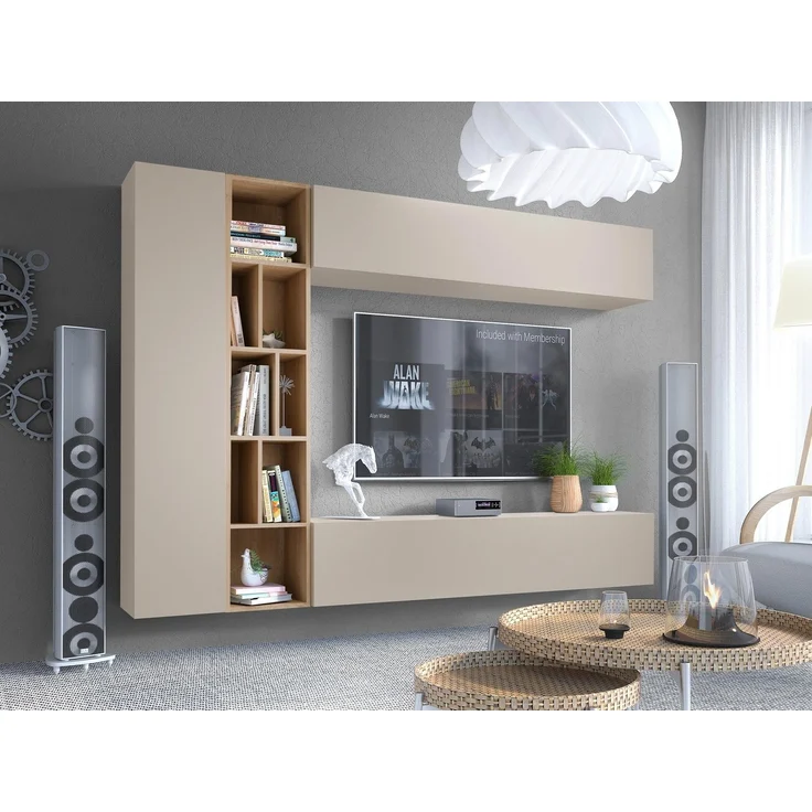 Wohnwand Kodita (Farbe: Cashmere + Eiche Cremona) – Bild 1