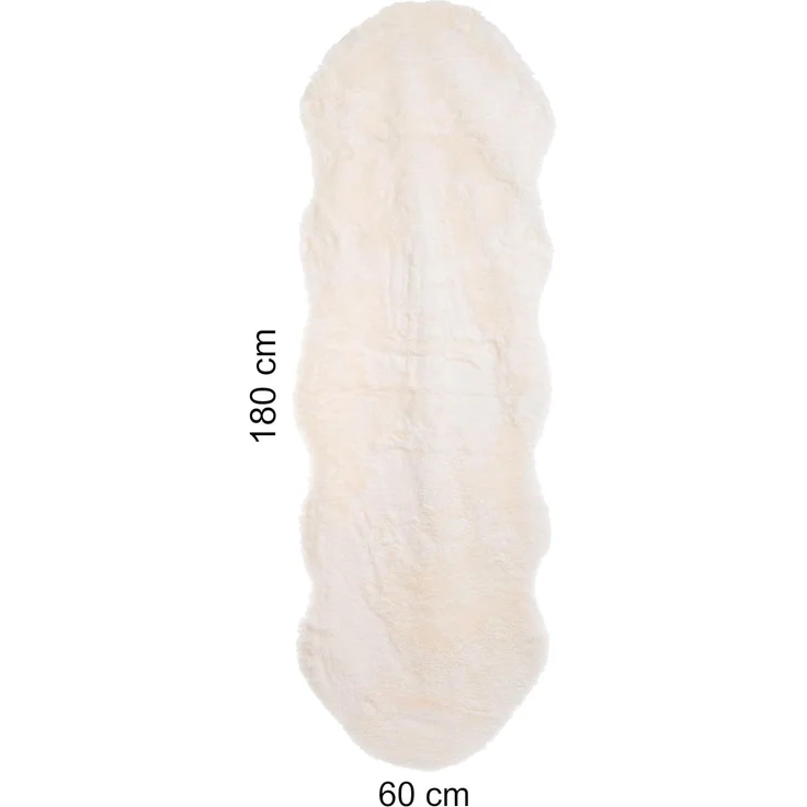 Brandsseller Lammfellimitat-Teppich 60x180 cm XXL – Flauschiger Hochflor Teppich aus Kunstfaser – Weiche, warme Deko-Auflage für Boden, Sofa, Sessel & Bett – Waschbar – Für Indoor & Outdoor – Creme – Bild 2