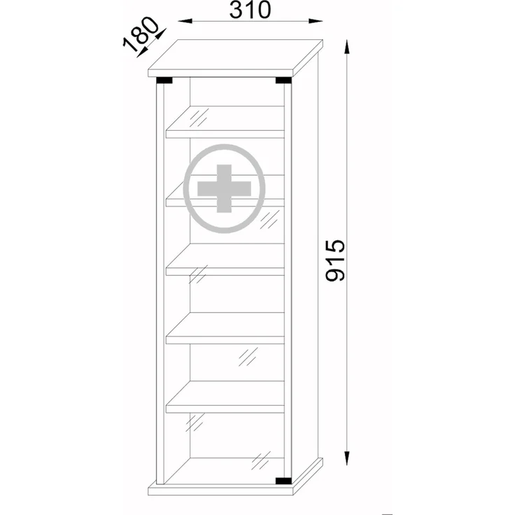 VCM Medizinschrank Gusal 916993 Sonoma-Eiche H. 92 x B. 31 x T. 18 cm – Bild 3