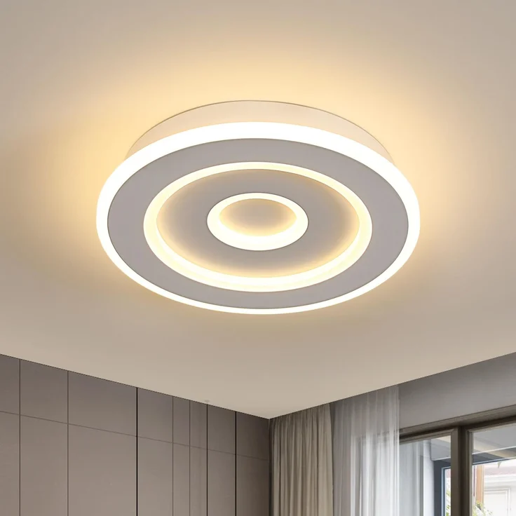 Goeco Deckenlampe LED Weiß, 28W Deckenleuchte Modern Rund, 3000K Warmweiß, Deckenlampe Aluminium für Flur, Balkon, Küche, Treppenhaus, Schlafzimmer – Bild 1