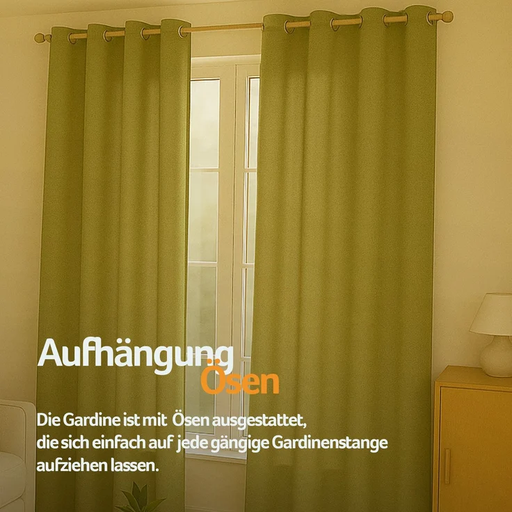 Gardine mit Ösen *** x *** cm ( Breite x Länge ) in ***, blickdichter Vorhang, Ösenvorhang in vielen Variationen 140x225 cm Grün – Bild 6