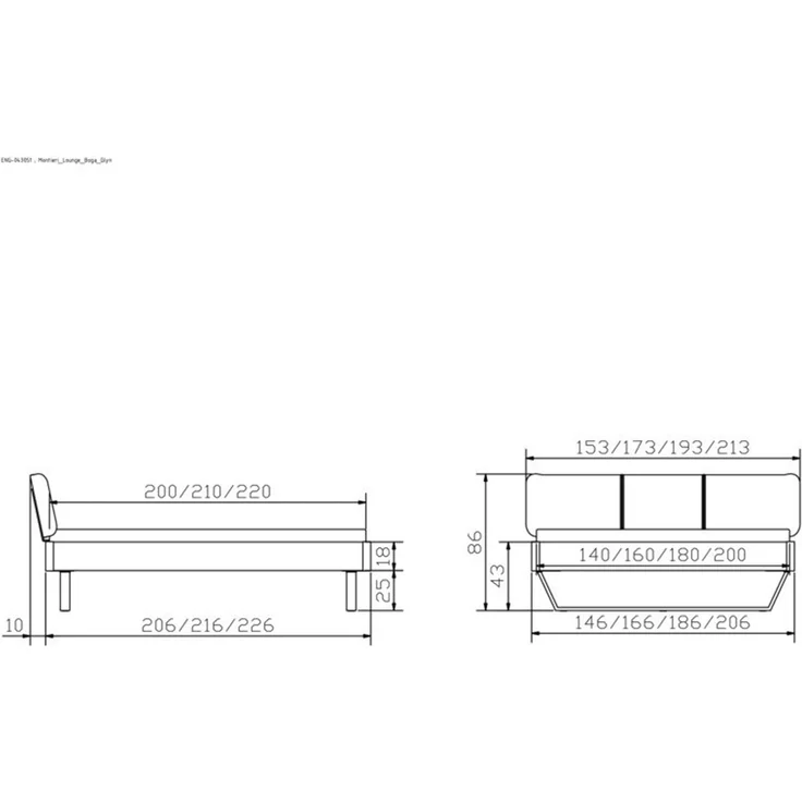 Hasena Massivholzbett Montieri Wildbuche gepolstert 140x200 cm, Komforthöhe 25 cm – Lounge – Bild 5