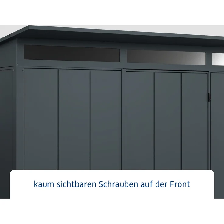 Hörmann Ecostar Metall-Gerätehaus Elegant mit Pultdach Typ 3, 238x303 cm , anthrazitgrau, 7,2 m²,1-flüglige Tür – Bild 5
