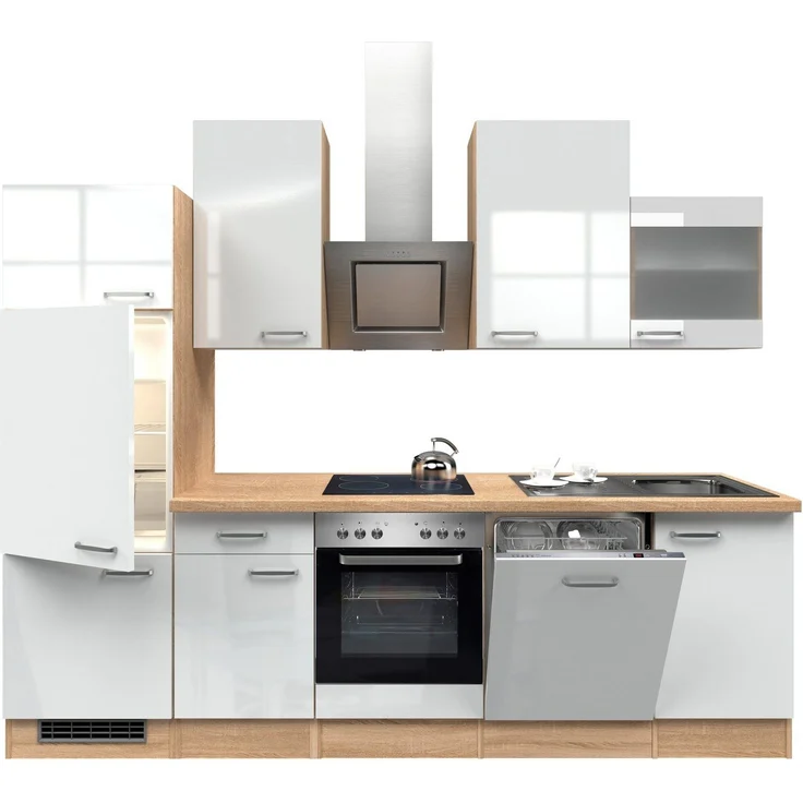 Flex-Well Küchenzeile Florenz, mit E-Geräten, Gesamtbreite 280 cm – Bild 1