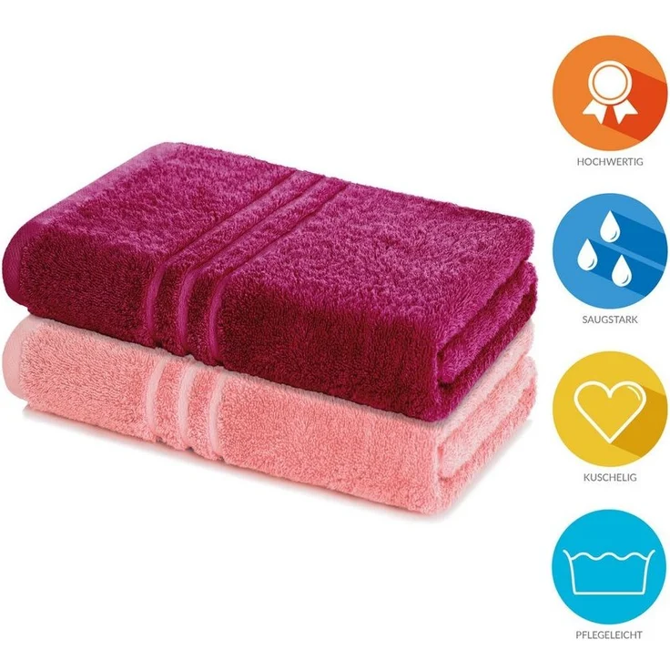 Lavea Badetuch Elena 2er Set Badetücher 100x150 cm, Duschtuch, 500 g/m² Frottier, weich & saugstark, pflegeleicht – Bild 1