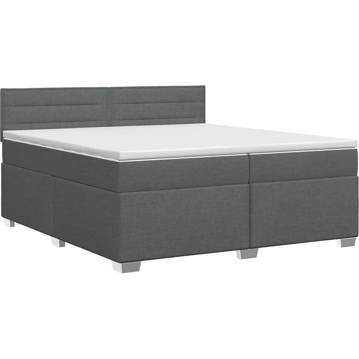vidaXL Boxspringbett mit Matratze Dunkelgrau 200 x 200 cm Stoff 3450552 – Bild 2